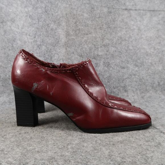 Apostrophe Shoes Womens 6 Booties Block Heel Fashion Low Whipstitch Red Retro - Picture 1 of 16